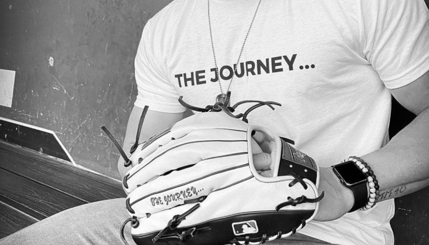 baseball player wearing custom white t-shirt
